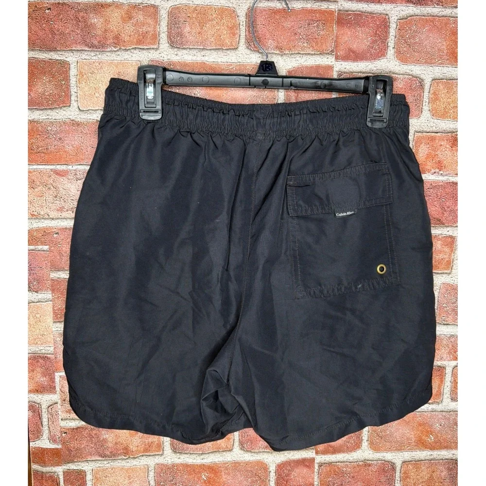 Calvin Klein Mens Black Swim Trunks Mesh Lined‎ Board Shorts Medium Drawstring